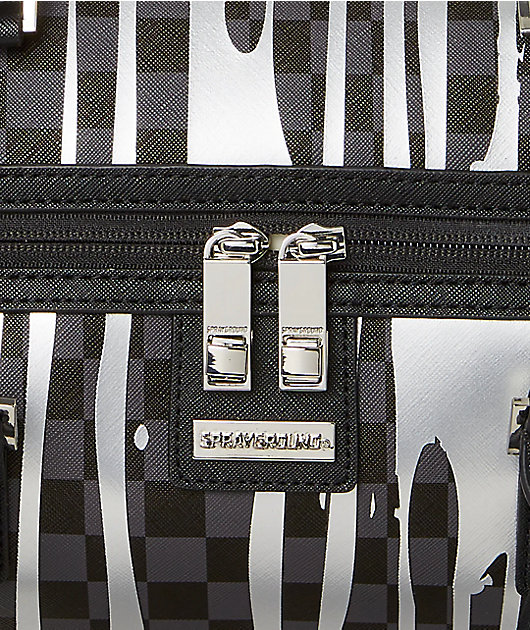 Sprayground Platinum Drip Black Checkered Duffle Bag