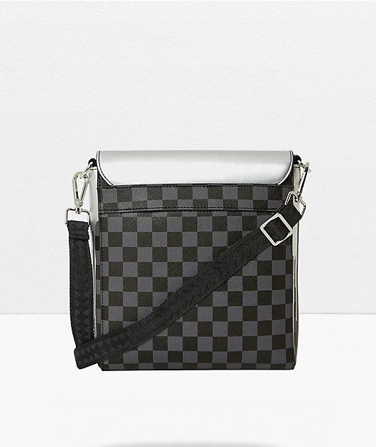 Sprayground Platinum Drips Black Grey Checkered Messenger Bag