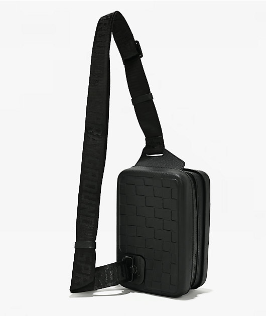 Sprayground Raised Check Black Hard Shell Sling Bag