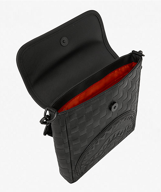 Sprayground Raised Check Black Messenger Bag