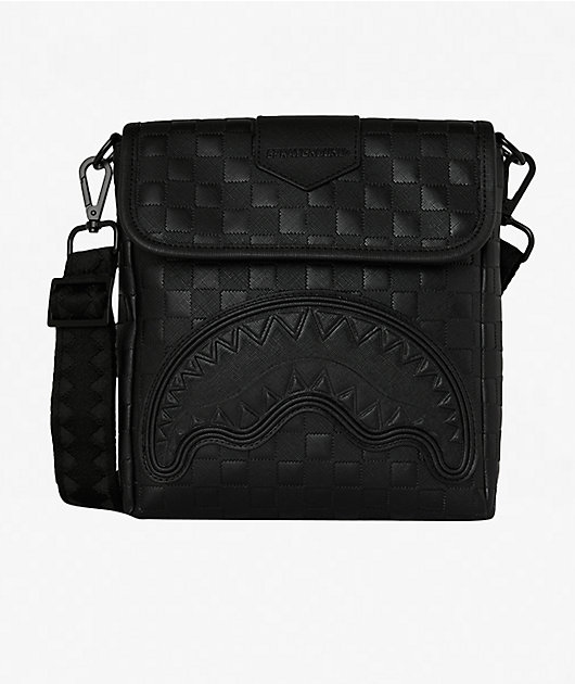 Sprayground Raised Check Black Messenger Bag
