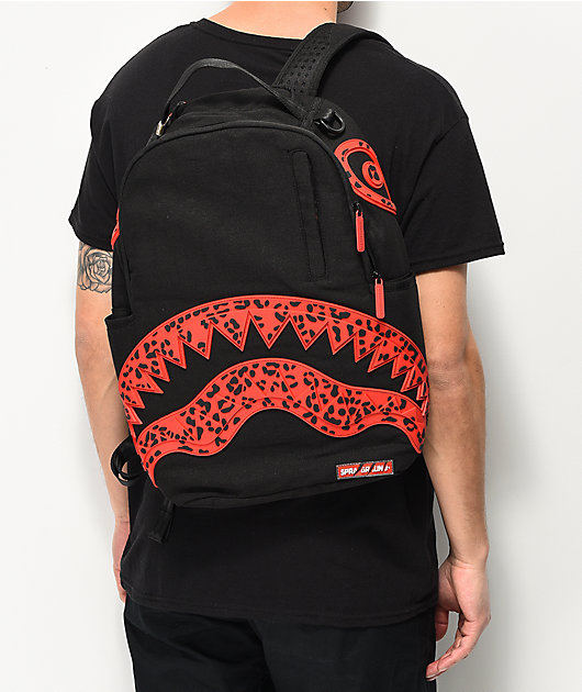 sprayground red shark backpack