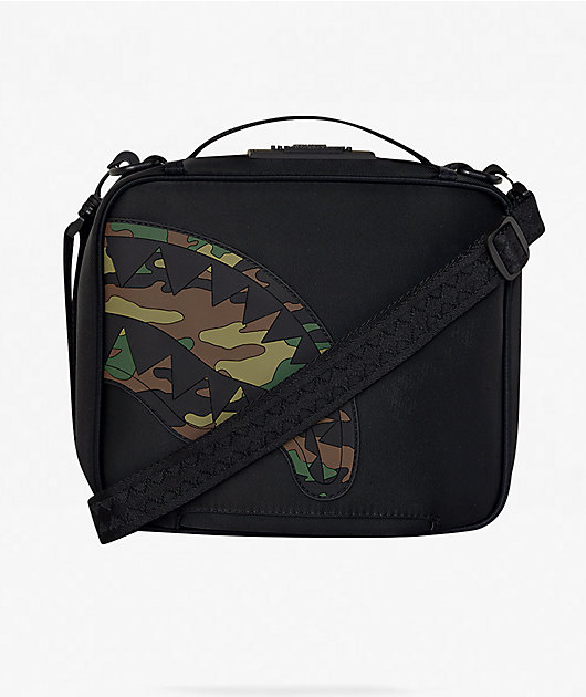 Sprayground Shark Central Insulated Black Camo Lunch Bag