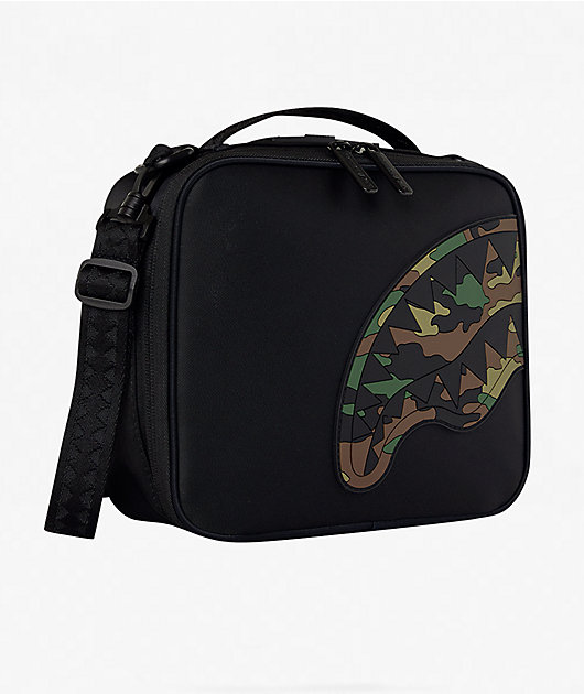 Sprayground Shark Central Insulated Black Camo Lunch Bag