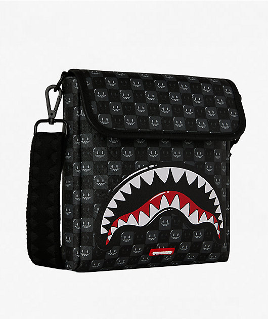 Sprayground Shark In Paris Bubbly Black Messenger Bag