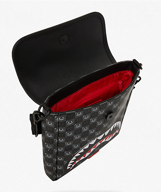 Sprayground Shark In Paris Bubbly Black Messenger Bag