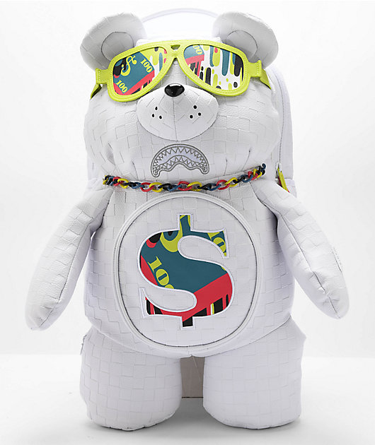 Sprayground Shark Trip Money Bear White Backpack Zumiez