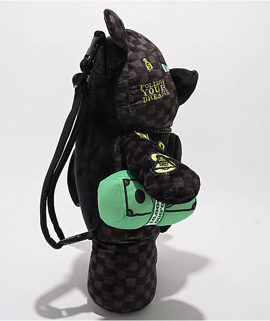 Sprayground Slime Takeover Black Bear Plush Backpack