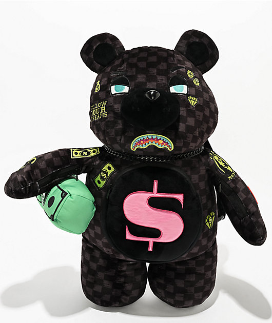 Sprayground Slime Takeover Black Bear Plush Backpack | Zumiez