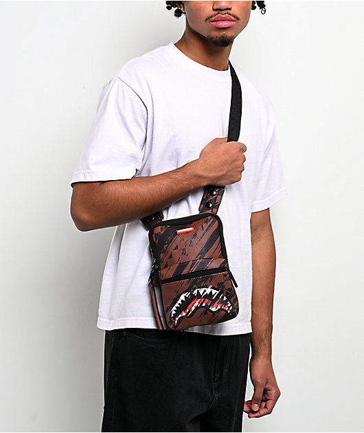 Sprayground Smeared Grunge Brown Crossbody Bag