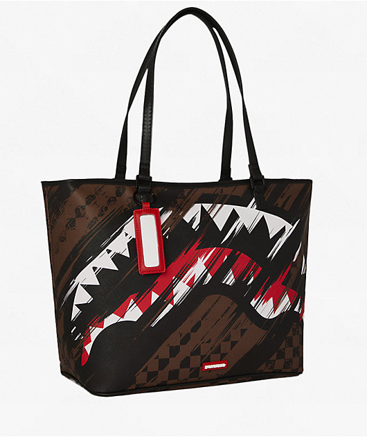 Sprayground Smeared Grunge Brown Tote Bag
