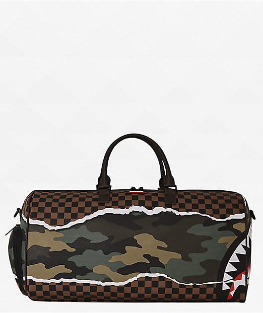 Sprayground Tear It Up Brown Checker Duffle Bag | Zumiez