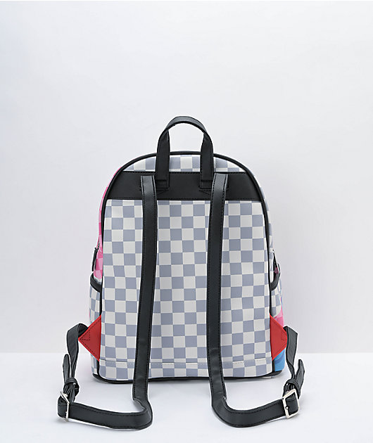 Black and grey checkered mini backpack (B166) – The Style Bar Boutique