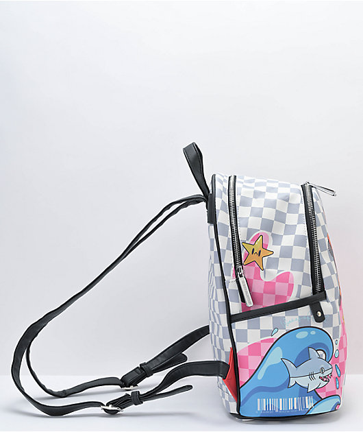 Sprayground Tokyo Bubble Grey & Pink Checkered Mini Backpack