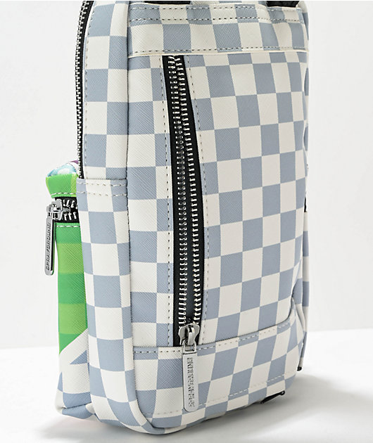 Sprayground ☆ 存在感を放つ グレー x ホワイト トートバッグ Sprayground Tokyo Bubble White & Grey Checkered Shoulder Bag