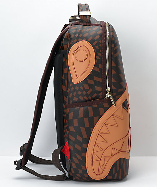 sprayground trippy henny brown checkerboard backpack