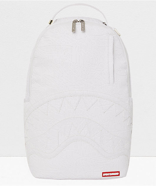 Sprayground White Scribble Debossed Backpack