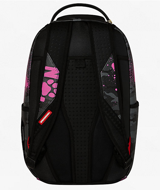 Sprayground X Peanuts Snoopy Pink Stencil Grey Camo Backpack