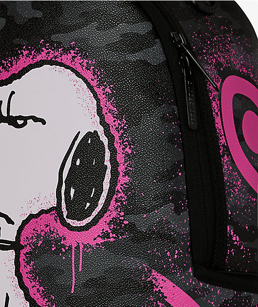 Sprayground X Peanuts Snoopy Pink Stencil Grey Camo Backpack