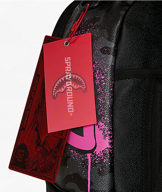 Sprayground X Peanuts Snoopy Pink Stencil Grey Camo Backpack