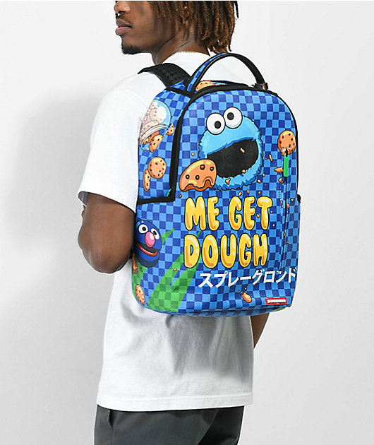 Sprayground Cookie Monster Backpack Sesame Street Blue Laptop Books School  Bag