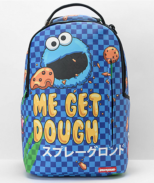 Sprayground x Sesame Street Cookie Monster Bubble Blue Leather Backpack Zumiez