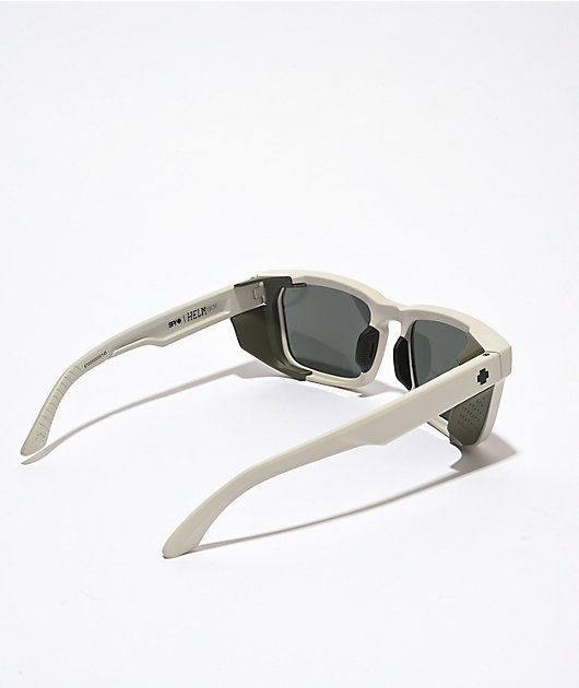 Spy Helm Tech Matte Vintage White & Happy Gray Green Sunglasses