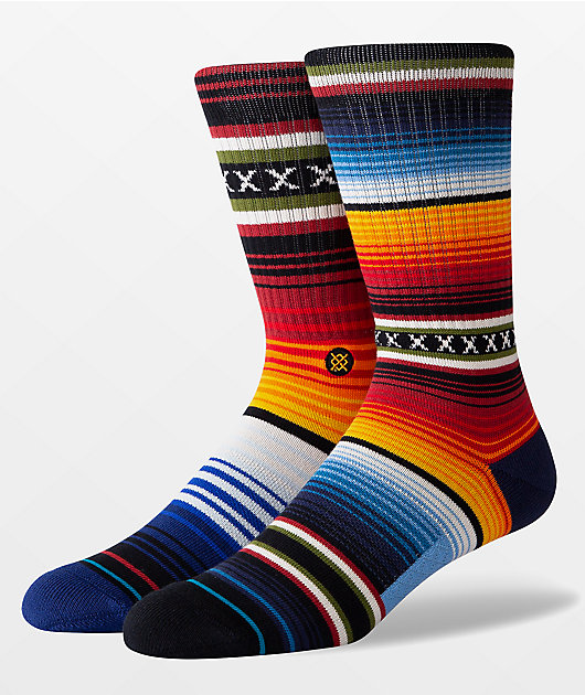 Stance Curren Striped Red, Orange & Blue Crew Socks