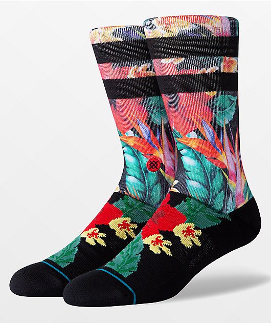 Stance Pau calcetines de rayas negras y florales