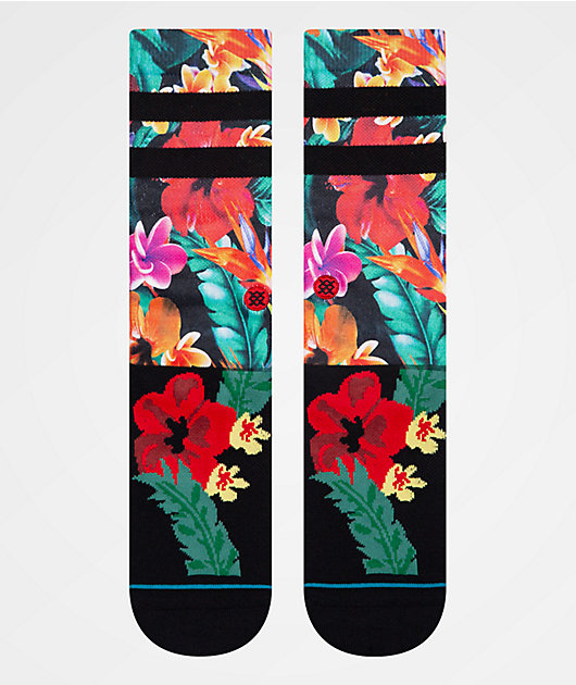 Stance Pau calcetines de rayas negras y florales