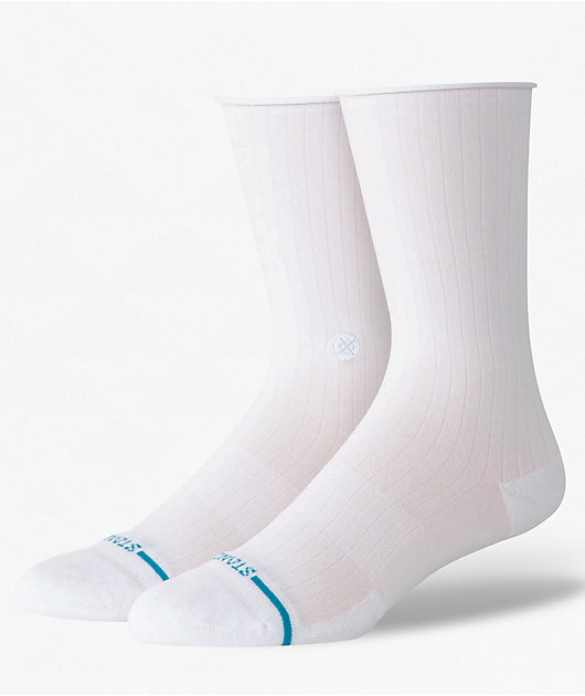Stance Rolled Solid White Crew Socks