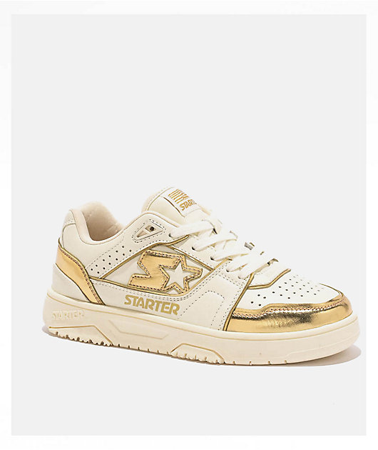 Golden  スニーカー STARTER A1 White 36 Starter Fast Break White & Gold Shoes | Zumiez