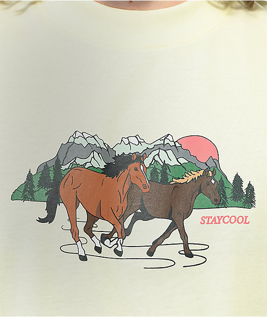 Staycoolnyc Western Horses Cream T-Shirt