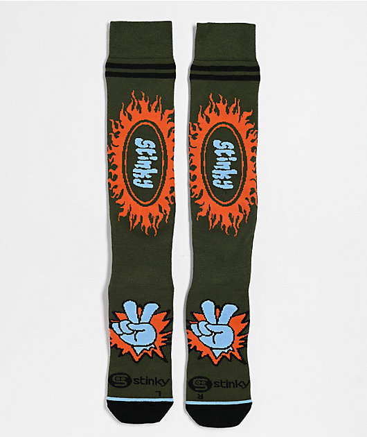 Stinky Socks Peace Out Green Snowboard Socks