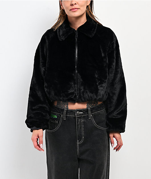 Stitch Fusion Black Faux Fur Zip Jacket
