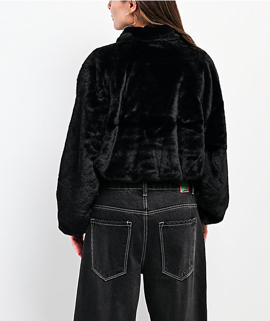 Stitch Fusion Black Faux Fur Zip Jacket | Zumiez