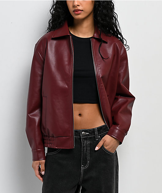 Stitch Fusion Burgandy Bomber Jacket | Zumiez