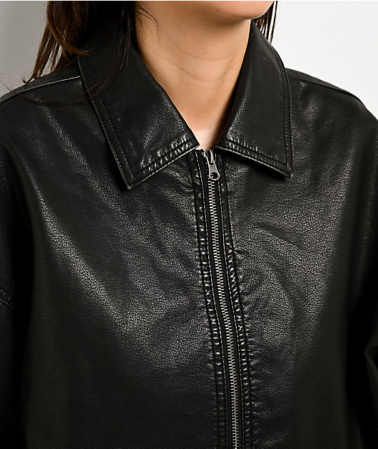 Stitch Fusion Distressed Black Bomber Jacket