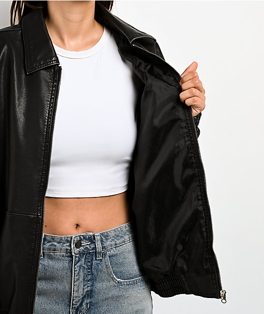Stitch Fusion Distressed Black Bomber Jacket