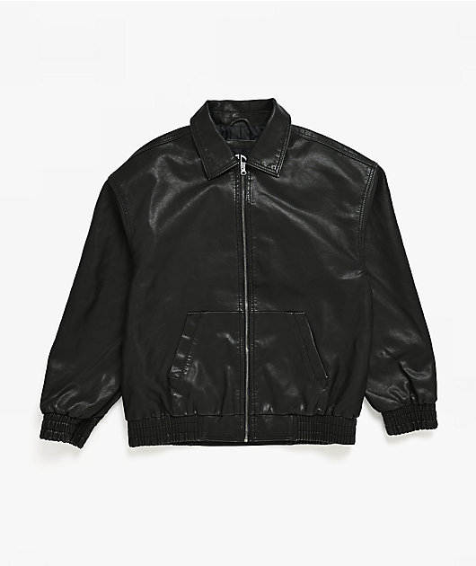Stitch Fusion Distressed Black Bomber Jacket