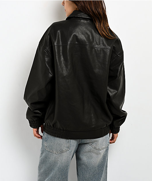 Stitch Fusion Distressed Black Bomber Jacket