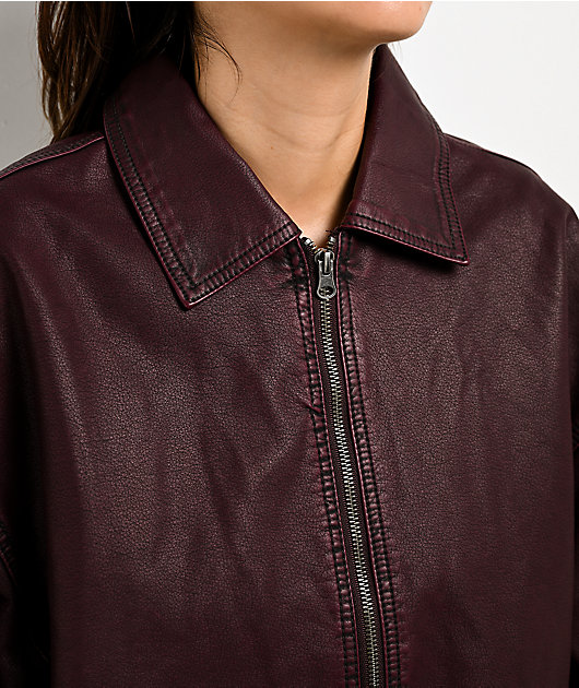 Stitch Fusion Distressed Burgandy Bomber Jacket