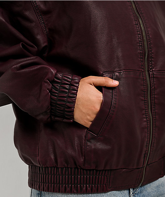 Stitch Fusion Distressed Burgandy Bomber Jacket