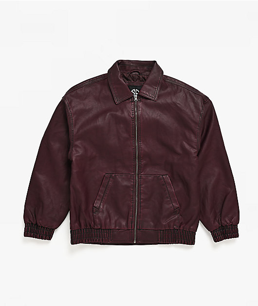 Stitch Fusion Distressed Burgandy Bomber Jacket