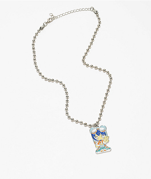 Stone + Locket Chibi Girl Collar de colgante de plata