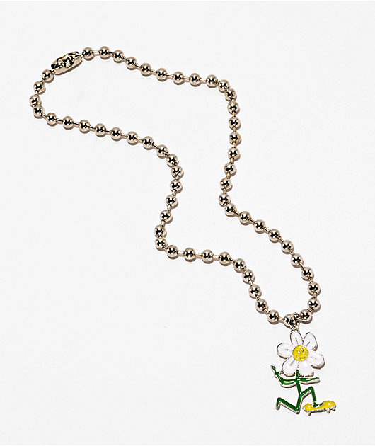 Stone + Locket Daisy Skater Silver Necklace