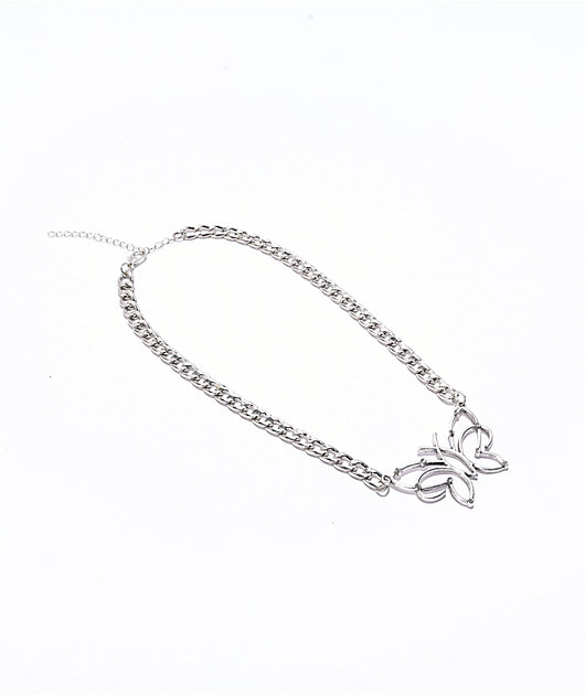 Stone + Locket Drew Butterfly Necklace