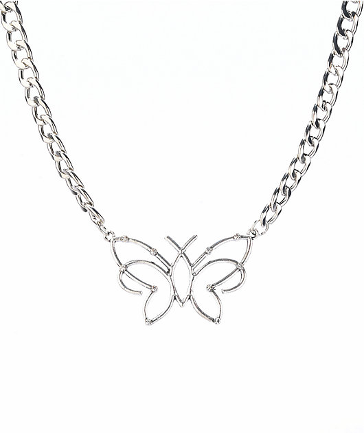 Stone + Locket Drew Butterfly Necklace