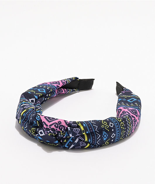 Stone + Locket Geo Print Black & Neon Headband