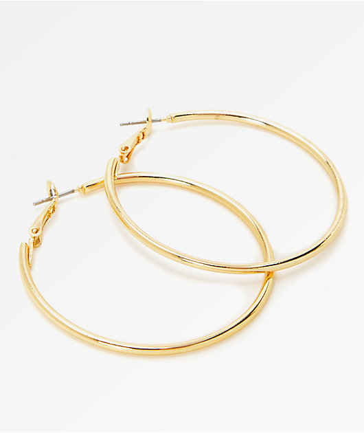 Stone + Locket Gold Hoop Earrings